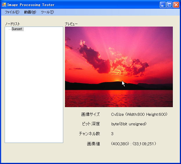 画素値の表示