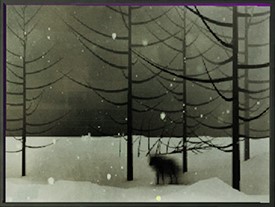 雪景色の中の狼の絵}&br(